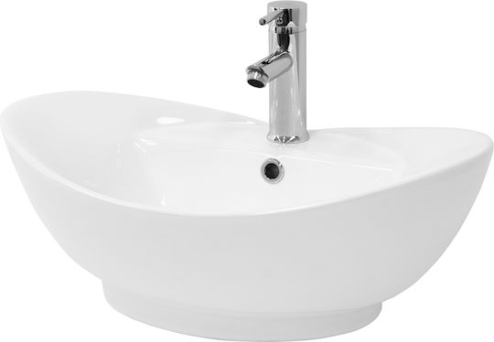ML-Design Επιτοίχιος Επικαθήμενος Νιπτήρας Κεραμικός 59x20.5x39.5cm Λευκός
