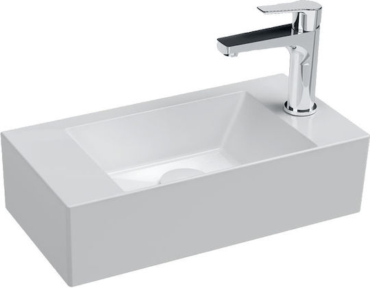 Bianco Ceramica Tetra N An der Wand montiert Wandhängendes / Aufgesetztes Waschbecken Porzellan 51x25x9cm Bianco
