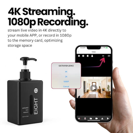 Κρυφή Κάμερα WiFi 8MP με Υποδοχή για Κάρτα Μνήμης