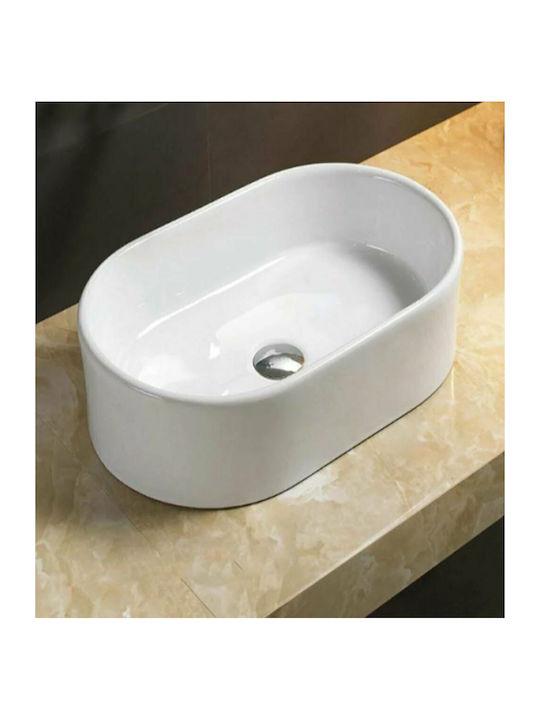 Tema Επικαθήμενος Νιπτήρας Πορσελάνης 55x35x14cm Λευκός