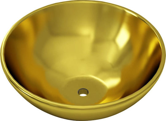 vidaXL Επικαθήμενος Νιπτήρας Κεραμικός 32.5x32.5x14cm Χρυσός