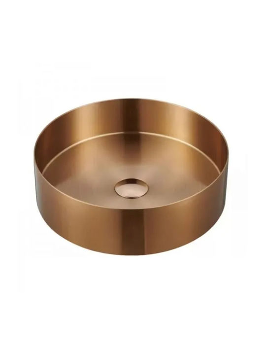 Karag Venus Aufgesetztes Waschbecken Inox 38x38x11cm Rose Gold