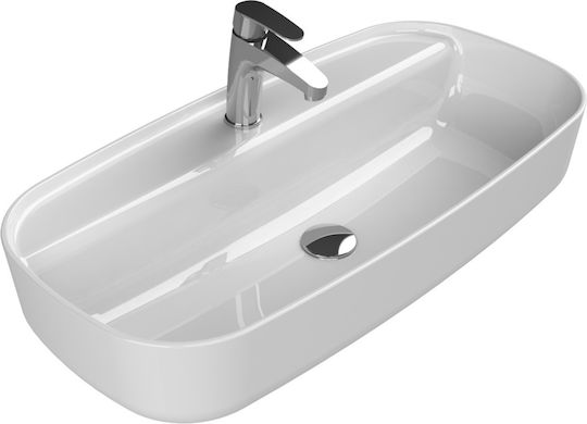 Cerastyle Aqua Επικαθήμενος Νιπτήρας Πορσελάνης 80x40x16cm Λευκός