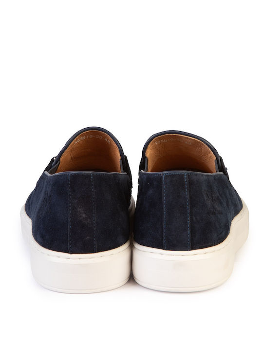 Suede Men's Loafers in Blue Colour