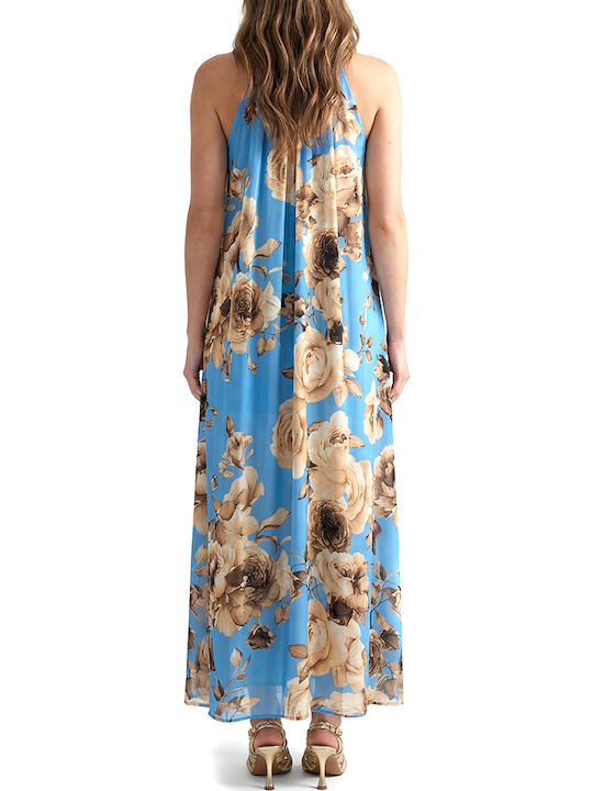 C. Manolo Rochie Maxi De Seară Din Satin Bej-Cerulean