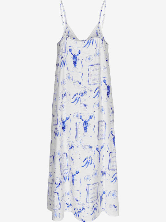 Rochie De Vară Pentru Femei Midi Albă/Albastră