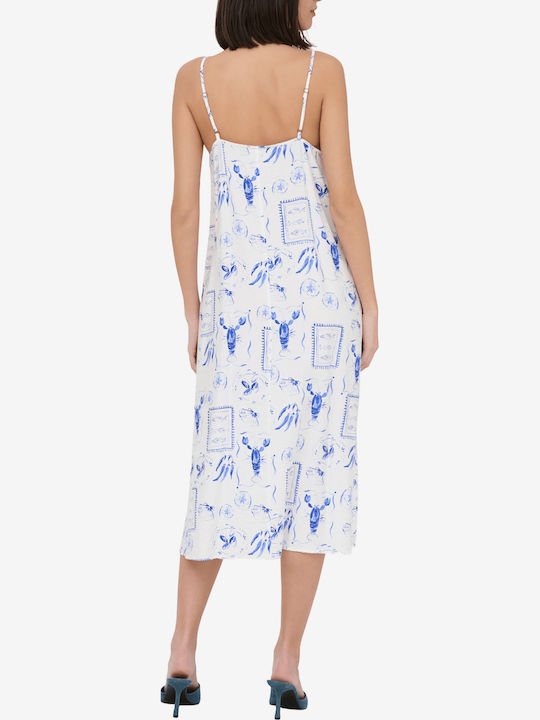 Rochie De Vară Pentru Femei Midi Albă/Albastră