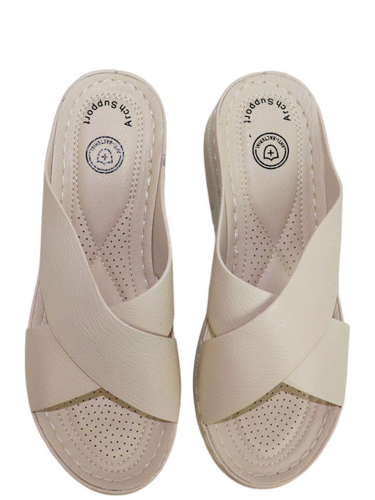 Γυναικεία Ανατομικά Σανδάλια Flatforms Λευκά