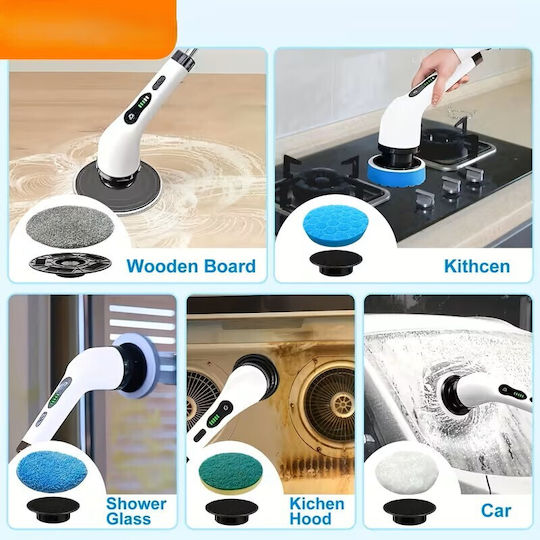 Perie Electrică Rotativă de Curățare Zola 9 Capete Interșchimbabile Mâner Telescopic Afișaj Digital 2 Viteze Reîncărcabilă 1500 mAh