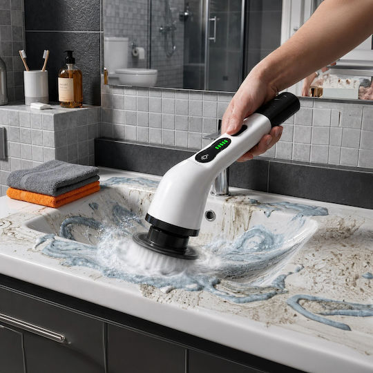 Perie Electrică Rotativă de Curățare Zola 9 Capete Interșchimbabile Mâner Telescopic Afișaj Digital 2 Viteze Reîncărcabilă 1500 mAh