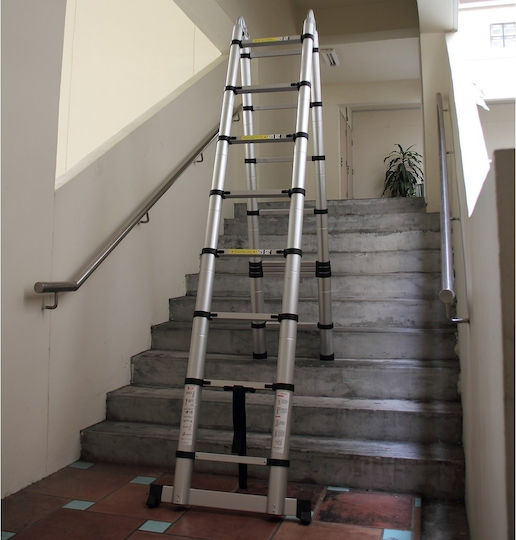 Factory Telescopic Aluminum Ladder Single 16 Steps Maximum Height 5m