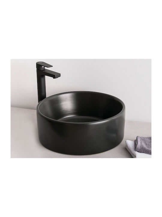 Tema Επικαθήμενος Νιπτήρας Πορσελάνης 40.5x40.5x15cm Black Matt