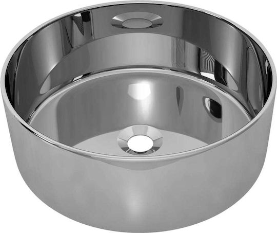 vidaXL Επικαθήμενος Νιπτήρας Κεραμικός 40x40x15cm Ασημί