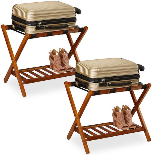 Relaxdays Rack Pentru Bagaje De Hotel Din Lemn Pliabil Negru Cu Dimensiuni 54x66xÎnălțime45cm Pliabil