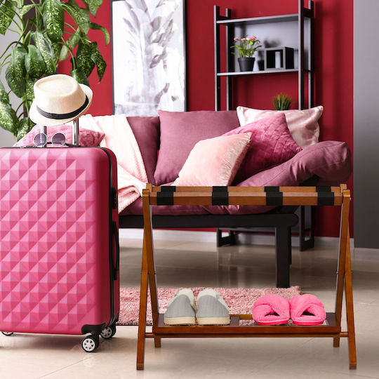 Relaxdays Rack Pentru Bagaje De Hotel Din Lemn Pliabil Negru Cu Dimensiuni 54x66xÎnălțime45cm Pliabil
