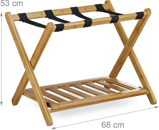 Relaxdays Rack Pentru Bagaje De Hotel Din Lemn Pliabil Maro Cu Dimensiuni 53x47xÎnălțime 68cm Pliabil