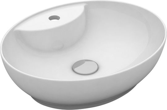 Olympia Trend Oval Επικαθήμενος Νιπτήρας Πορσελάνης 50x42x15.2cm Λευκός