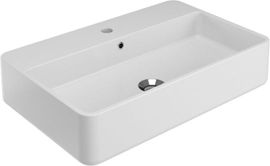 Olympia Tratto Επικαθήμενος Νιπτήρας Πορσελάνης 65x41x14cm Λευκός