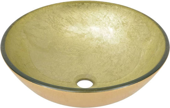 vidaXL Επικαθήμενος Νιπτήρας Γυάλινος 42x42x14cm