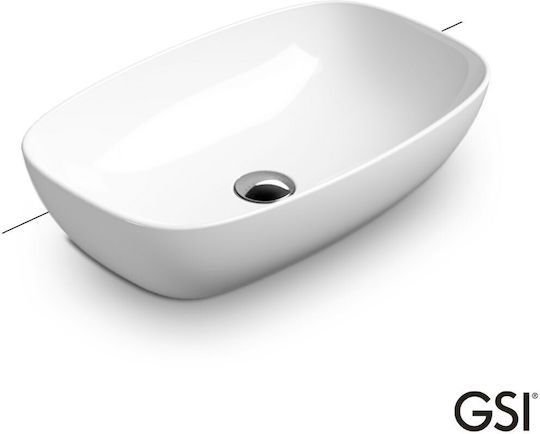GSI Nubes Aufgesetztes Waschbecken Porzellan 60x38x16cm White