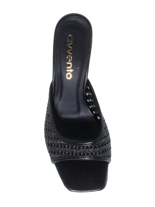 Leather Mules With Heel In Black Colour