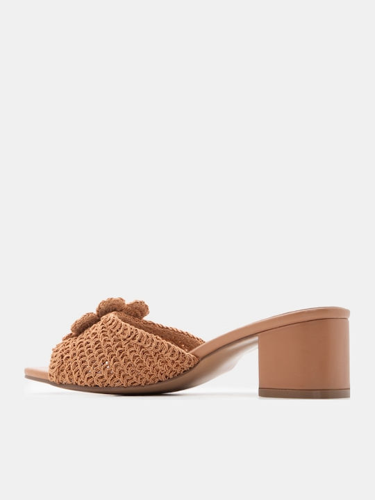 Mules With Low Heel In Brown Colour