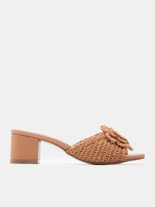 Mules With Low Heel In Brown Colour