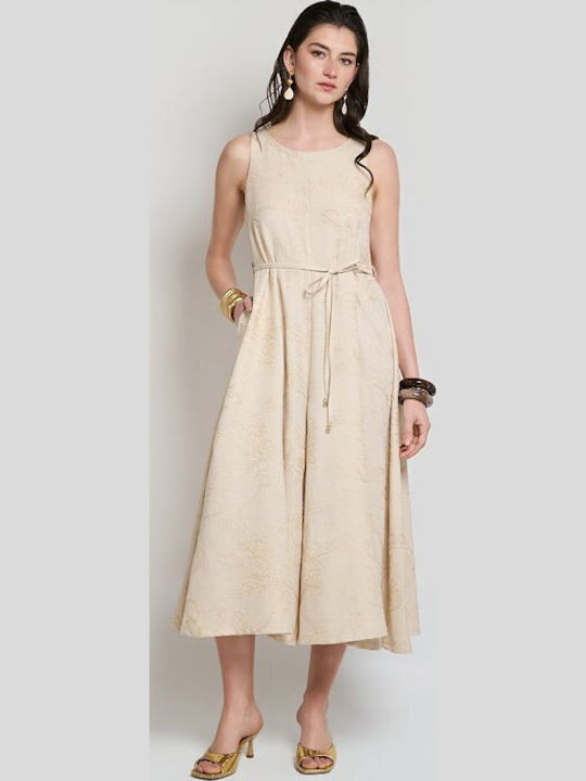Women's Sleeveless Jumpsuit Beige