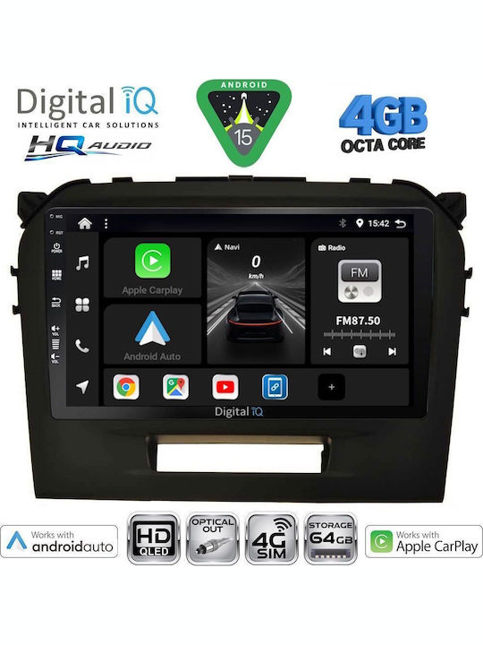 Digital IQ Car Audio System for Suzuki SX4 S-Cross 2021-2026 Bluetooth USB WiFi GPS Apple CarPlay Android Auto with 9" Touch Screen