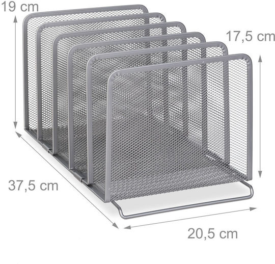 Relaxdays Metall Dokumentenhalter 5 Fächer Silber 19x37,5x20,5cm