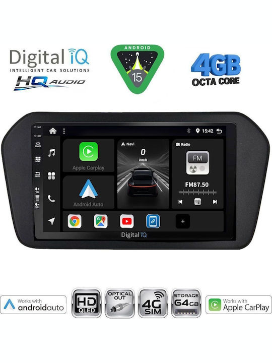 Digital IQ Car Audio System for Suzuki SX4 S-Cross 2021-2026 Bluetooth USB WiFi GPS Apple CarPlay Android Auto with 9" Touch Screen