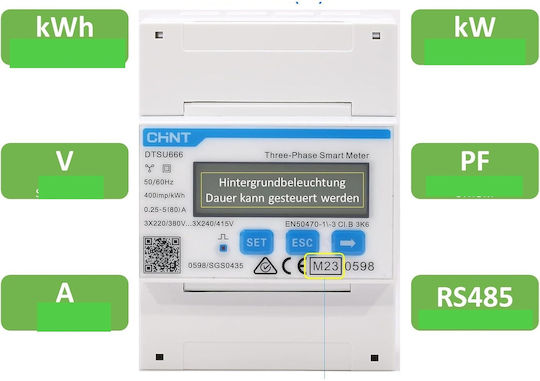 Lcd Τριφασικός Μετρητής Ισχύος Ac Ράγας Din Φορτιστή Ev Mid