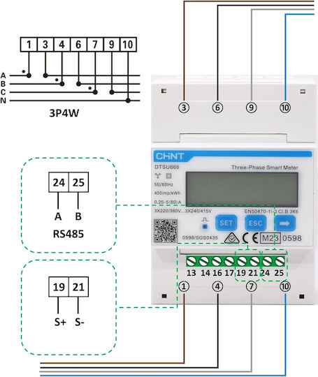 Lcd Τριφασικός Μετρητής Ισχύος Ac Ράγας Din Φορτιστή Ev Mid