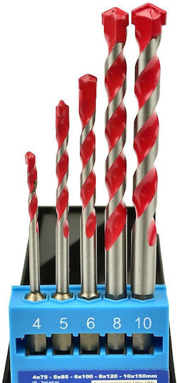 Geko Set 5 Burghie Carbură cu Cap Hexagonal pentru Materiale de Construcție Sticlă Gresie Metal și Lemn