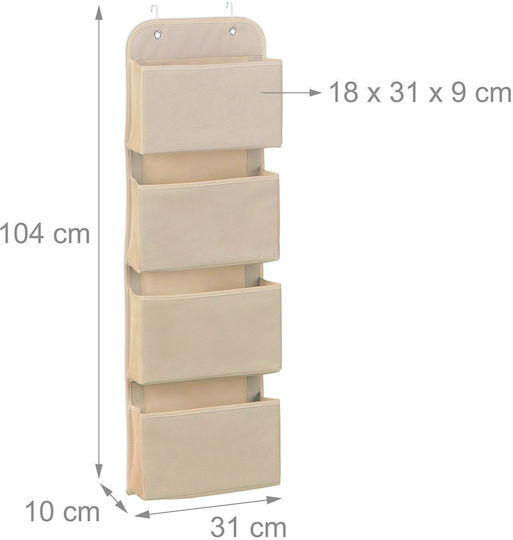 Relaxdays Organizator De Birou Suspendat 4 Compartimente Bej 104x10x31 Cm