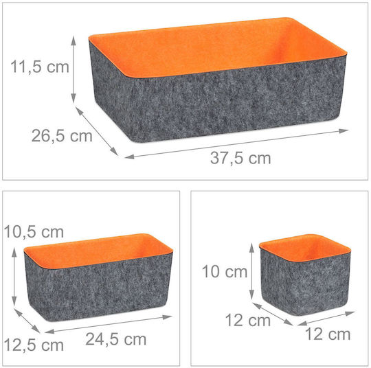 Relaxdays Organizator De Sertar 5 Bucăți În 3 Dimensiuni Portocaliu Gri 11,5x26,5x37,5 Cm