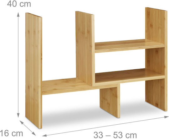 Relaxdays Bamboo Desk Shelf 40x16x53 Cm Natural Color Adjustable