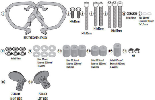 Kappa Bare de Protecție Motor Bmw R 1300 Gs 24-26 Kn5143sl Argintii