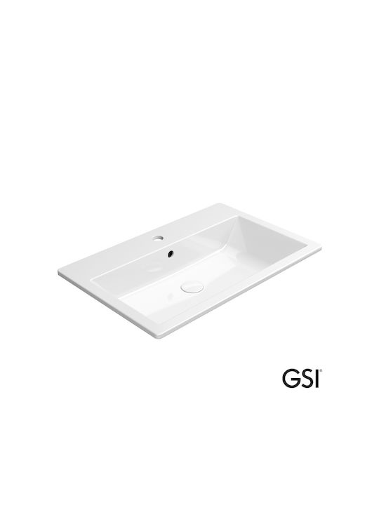 GSI Kube-x Aufgesetztes Waschbecken Porzellan 70x46x13cm Weiß