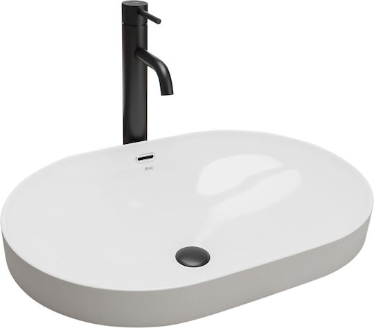 Rea Επικαθήμενος Νιπτήρας Πορσελάνης 61.5x42x17cm Λευκός