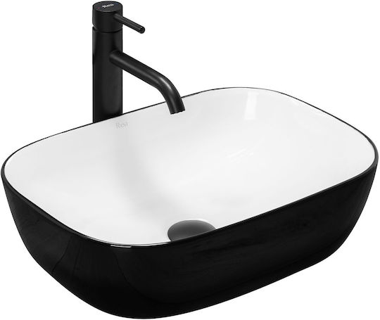 Rea Επικαθήμενος Νιπτήρας Κεραμικός 46.5x33cm White/black
