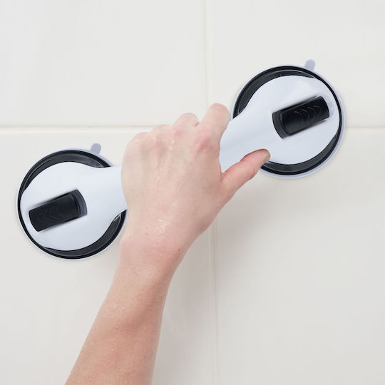 Relaxdays Set 2 Suction Grab Handles White Black 30x8.5x10 Cm