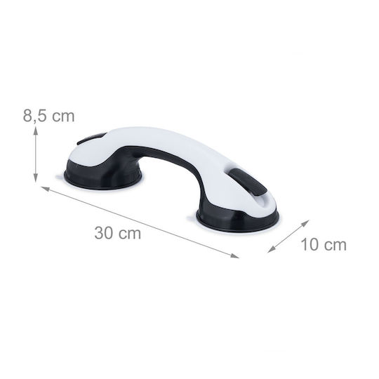 Relaxdays Set 2 Suction Grab Handles White Black 30x8.5x10 Cm