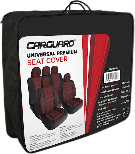 Universal Car Seat Cover Set 11 Pieces Burgundy Black Polyester Quick Installation