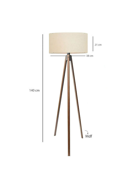 SteweHome Floor Lamp H38xL21cm with Socket for E27 Bulb Gray