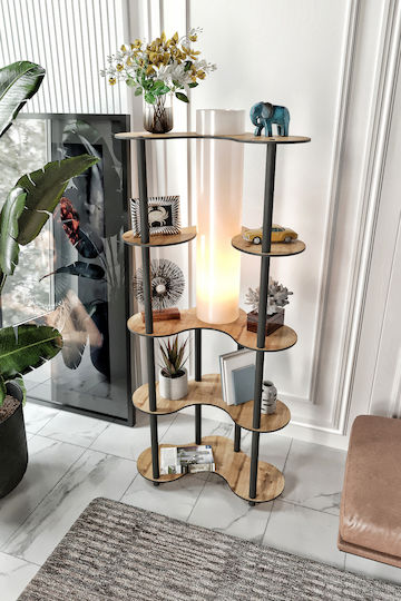 SteweHome Floor Lamp H155xL65cm with Socket for E27 Bulb Brown
