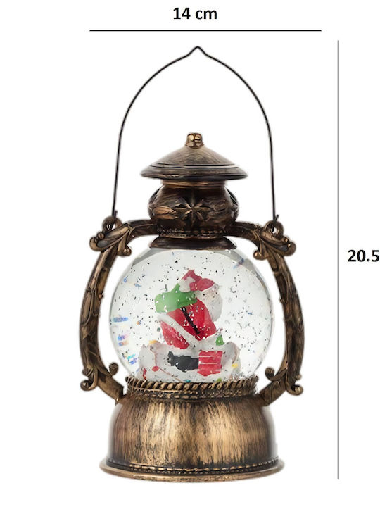Decorativă Iluminată Lanternă de Crăciun cu Moș Crăciun pe Baterii 14x11x20.5cm