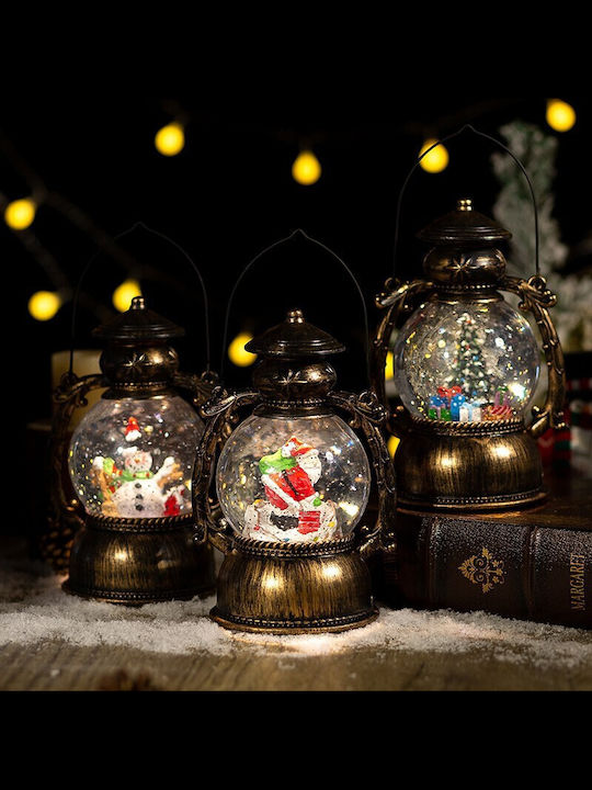 Decorativă Iluminată Lanternă de Crăciun cu Moș Crăciun pe Baterii 14x11x20.5cm