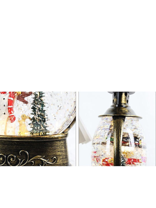 Decoratiune Iluminată Lanternă De Crăciun Cu Moș Crăciun Baterie 13x8x21cm