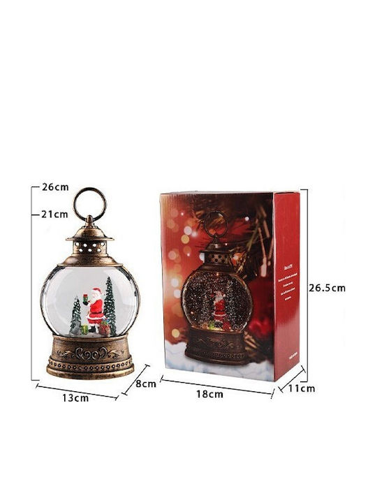 Decoratiune Iluminată Lanternă De Crăciun Cu Moș Crăciun Baterie 13x8x21cm